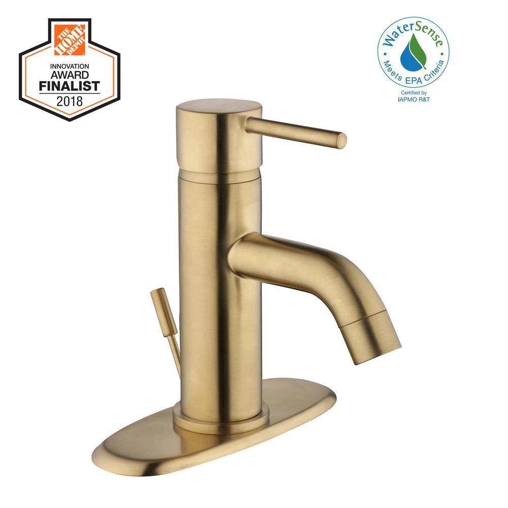 Modern Single Hole Single-Handle Low-Arc Bathroom Faucet In Matte Gold 6 Modern Single Hole Single-Handle Low-Arc Bathroom Faucet In Matte Gold - Image 4