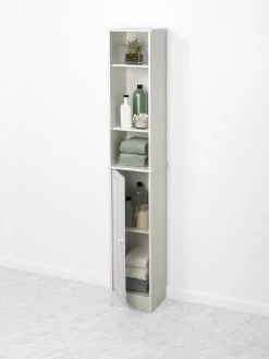 Zenna Home® 12"W X 10"D X 67"H White Linen Cabinet -Master Lock Store 9148WW alt2 1800x1800