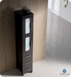 Fresca Torino 12"W X 15"D X 68-1/8"H Espresso Linen Cabinet -Master Lock Store FST6260ES 2 1800x1800