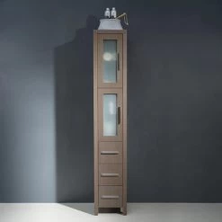 Fresca Torino 12"W X 15"D X 68-1/8"H Gray Oak Linen Cabinet -Master Lock Store FST6260GO 3 1800x1800