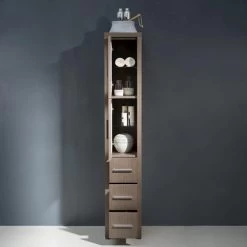 Fresca Torino 12"W X 15"D X 68-1/8"H Gray Oak Linen Cabinet -Master Lock Store FST6260GO 4 1800x1800