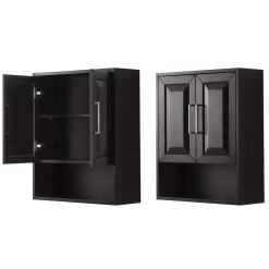 Wyndham Collection Daria 25"W X 9"D Dark Espresso Bathroom Wall Cabinet -Master Lock Store WC 2525 WC DES CLOSEDANDOPEN 1800x1800
