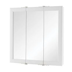 24-3/16 In. W X 24-3/16 In. H Fog Free Framed Surface-Mount Tri-View Bathroom Medicine Cabinet In White