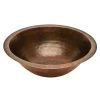 Premier Copper Products Under-Counter Round Hammered Copper Bathroom Sink In Oil Rubbed Bronze
