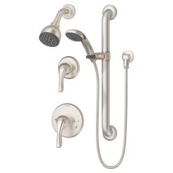 Origins 2-Handle 1-Spray Dual Showerhead And Handheld Showerhead In Satin Nickel (Valves Included)