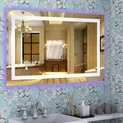 39.5 In X 28.5 In. White/Blue LED Lighted Mirror With Touch Sensor -Master Lock Store b041cade88260046b31c0ac64d6c2201 1800x1800