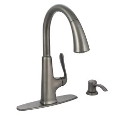 Pasadena Single-Handle Pull-Down Sprayer Kitchen Faucet With Soap Dispenser In Stainless Steel -Master Lock Store b1d1f69b583af623a4eabb85b575c44e 1800x1800