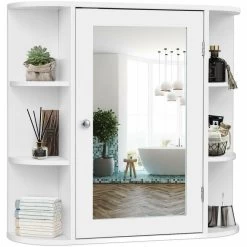 6.5 In. X 25 In. X 26 In. White Multipurpose Wall Surface Mount Bathroom Storage Medicine Cabinet With Mirror