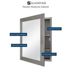 20 In. X 26 In. Recessed Or Surface Mount Framed Medicine Cabinet In Pewter -Master Lock Store bdf4d8b59e22b93d23e51c04ab264eb5 1800x1800