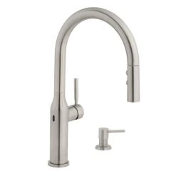 Upson Single-Handle Touchless Pull-Down Kitchen Faucet With TurboSpray And FastMount And Soap Dispenser In Stainless -Master Lock Store cf2a38912e6f6d6c7bf6b2571ea680ae 1800x1800