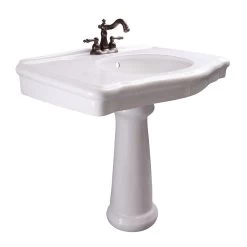 Barclay Products Anders Pedestal Sink Combo In White With 4 In. Centerset Faucet Holes