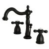 Victorian Cross 8 In. Widespread 2-Handle Bathroom Faucet In Matte Black