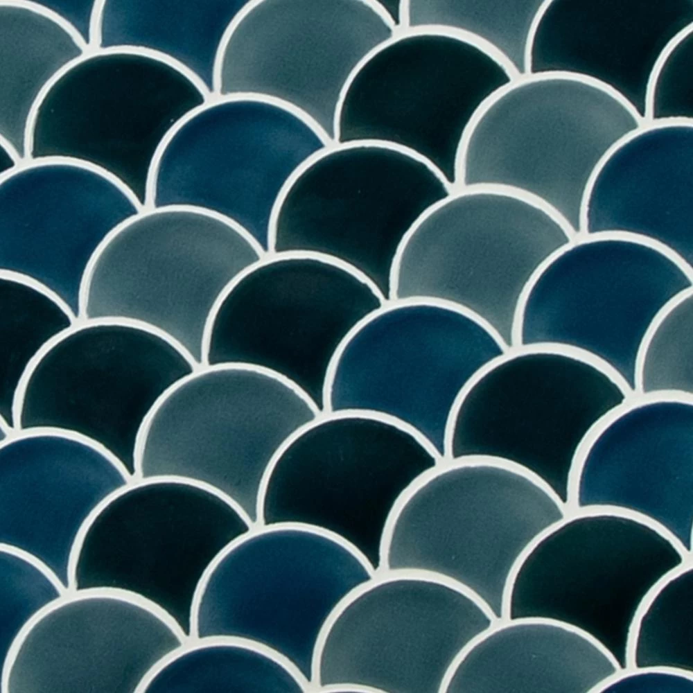 MSI Azul Scallop Glossy 13.11 In. X 9.96 In. X 8mm Glossy Porcelain Mesh-Mounted Mosaic Tile (9.1 Sq. Ft. / Case) 7 MSI Azul Scallop Glossy 13.11 In. X 9.96 In. X 8mm Glossy Porcelain Mesh-Mounted Mosaic Tile (9.1 Sq. Ft. / Case) - Image 5
