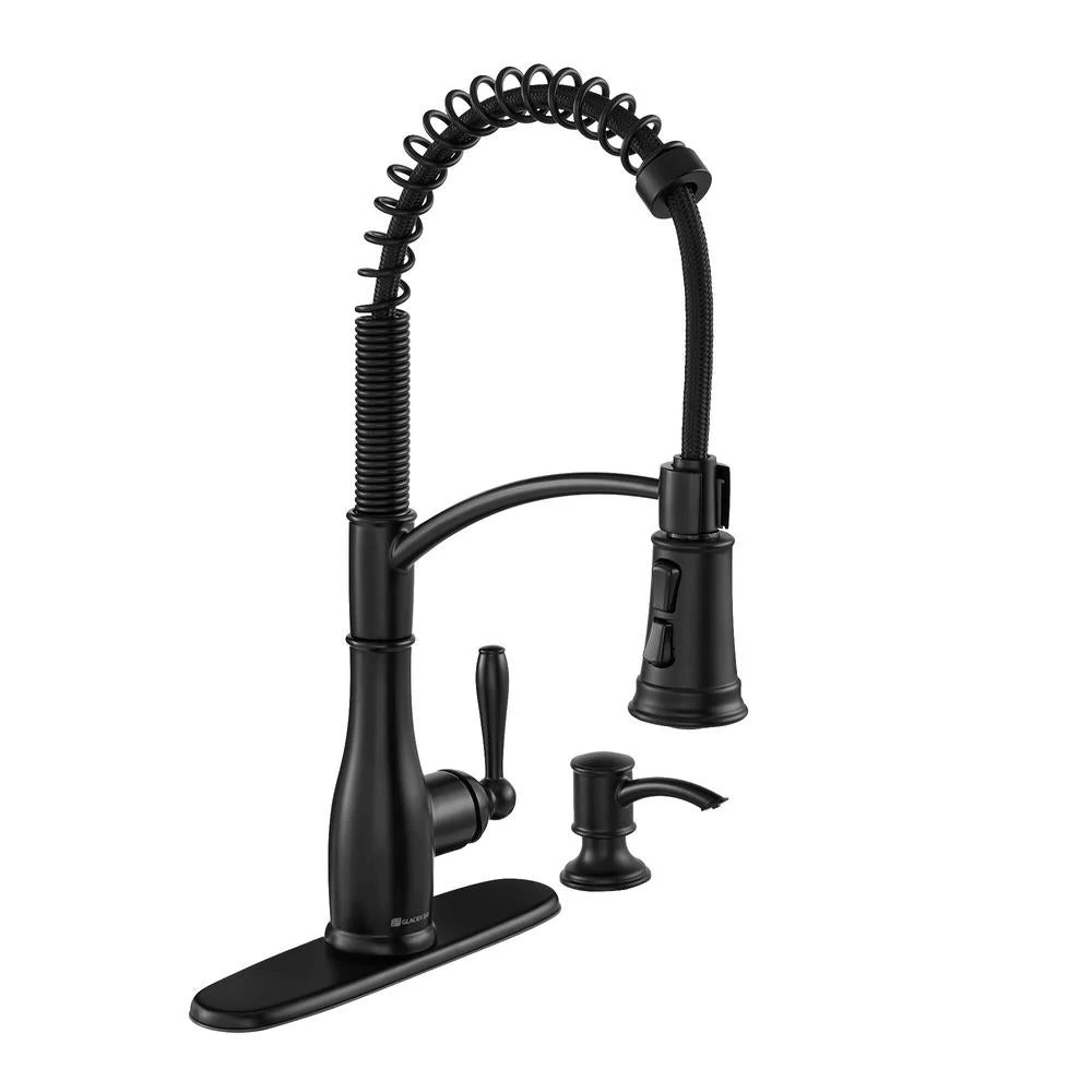Mandouri Single-Handle Spring Pull Down Kitchen Faucet With TurboSpray, FastMount And Soap Dispenser In Stainless Steel 5 Mandouri Single-Handle Spring Pull Down Kitchen Faucet With TurboSpray, FastMount And Soap Dispenser In Stainless Steel - Image 3
