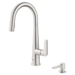 Veletto Single-Handle Pull-Down Dual Sprayer Kitchen Faucet With Soap Dispenser In SuperSteel InfinityFinish -Master Lock Store f00255d753a508b271b3e287a73e5904 1800x1800