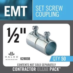 1/2 In. Electric Metallic Tube (EMT) Set-Screw Coupling (50-Pack) 16 1/2 In. Electric Metallic Tube (EMT) Set-Screw Coupling (50-Pack) -Master Lock Store fd43ad7b8ac44fddef68d6a1d087c8e2 1800x1800